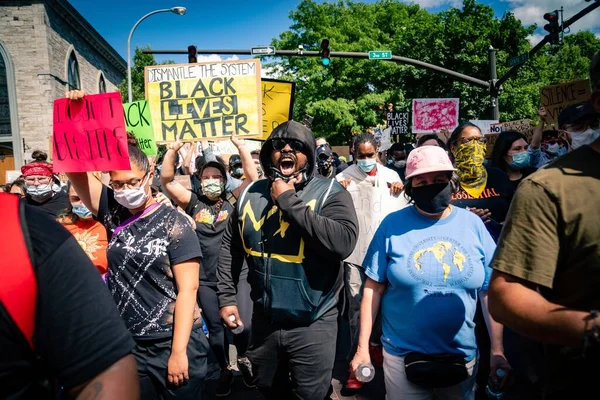 Troy Estados Unidos Junio 2020 000 Personas Asisten Una Protesta — Foto de Stock