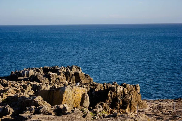 Una Vista Impresionante Del Paisaje Marino Las Rocas Bajo Cielo — Foto de Stock