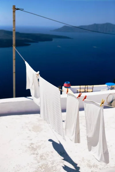 Вертикальний Виріб Сушіння Сонці Санторіні Греція — стокове фото