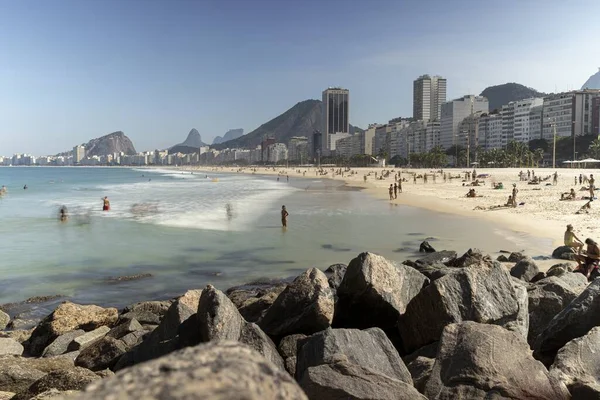 Rio Janeiro Brazil Július 2020 Hosszú Expozíció Leme Strand Egy — Stock Fotó