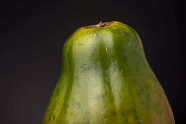 Büyük Yeşil Sarı Renkli Tropik Kırmızı Papaya Meyvesinin Ayrıntıları Dokuları — Stok fotoğraf