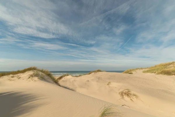 Colpo Ipnotizzante Una Spiaggia Tranquilla Sotto Cielo Blu — Foto Stock