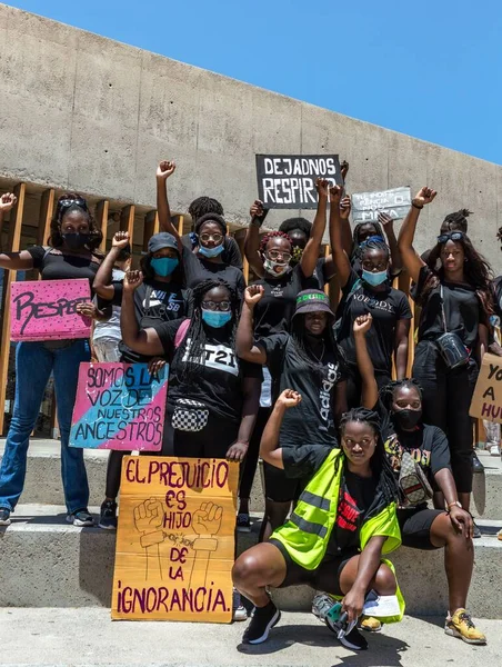 Almeria España Junio 2020 Junio 2020 Grupo Manifestantes Afro Contra — Foto de Stock