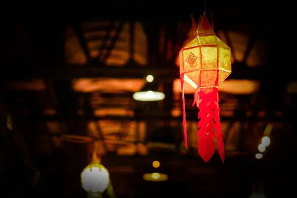 Une Lanterne Rouge Traditionnelle Pour Une Décoration Nouvelle Année — Photo