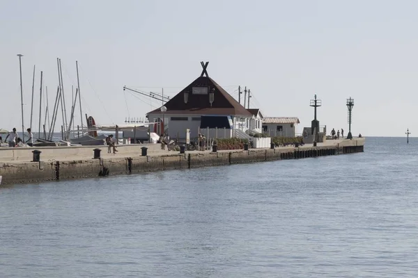 Veel Boten Geparkeerd Haven Van Cervia Italië — Stockfoto