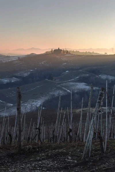 Landscape View Hills Vineyards Sunset Piedmont Italy — Stock Photo, Image