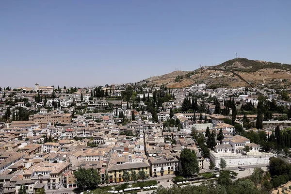 Overlooking View Buildings Granada Spain Clear Blue Sky Background — Stock Photo, Image