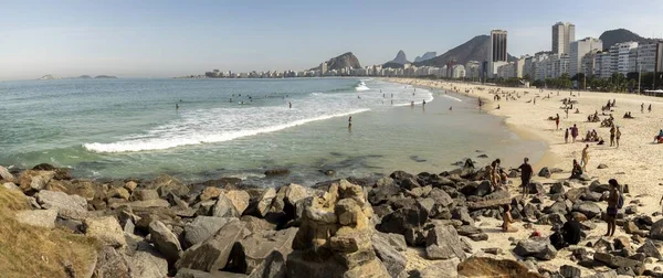 Rio Janeiro Brazil Július 2020 Panoráma Stranddal Copacabana Egy Fényes — Stock Fotó