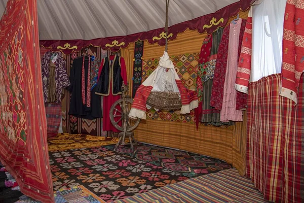 Interior Bashkir Yurt Nomad House Female Half House — Stock Photo, Image