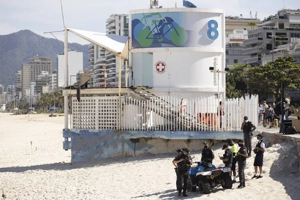 Rio Janeiro Brazil Haziran 2020 Ipanema Plajında Polis Memurları Covid — Stok fotoğraf