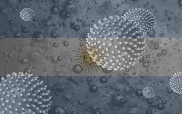Een Eenvoudige Illustratie Van Vlag Van Argentinië Met Viruscellen Verschillende — Stockfoto
