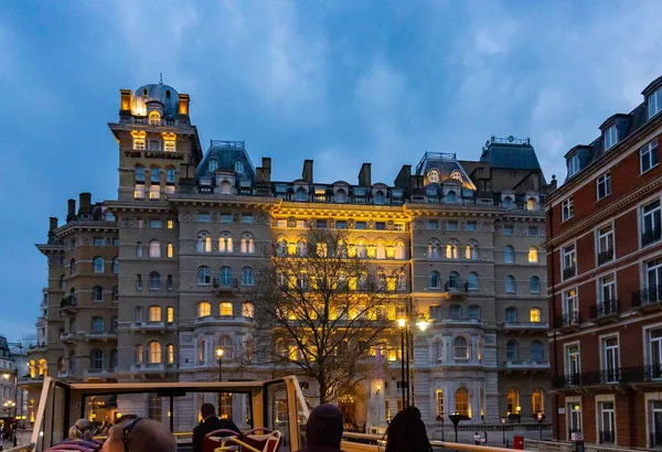 Hermoso Paisaje Urbano Londres Desde Autobús Durante Noche — Foto de Stock