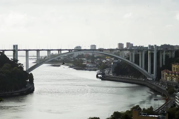 Una Hermosa Vista Del Río Duero Puente Arrabida Oporto Portugal — Foto de Stock