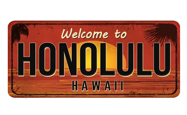Illustration Texten Välkommen Till Honolulu Hawaii Isolerad Bakgrund — Stockfoto