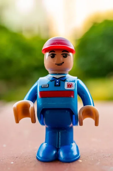 Poznan Lengyelország Június 2020 Playtive Plastic Gas Station Figurine Soft — Stock Fotó