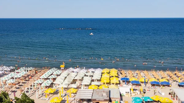 Vysokoúhlý Záběr Pláž Rimini Itálii — Stock fotografie