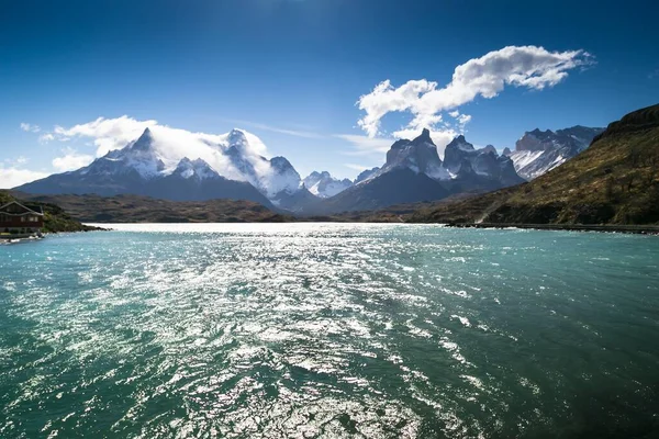 Paisaje Campestre Montanas Lago Patagonia Chilena — 图库照片