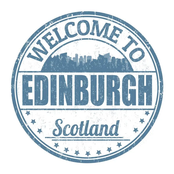 Illustrert Rundt Blått Skilt Med Teksten Welcome Edinburgh Scotland Hvit – stockfoto