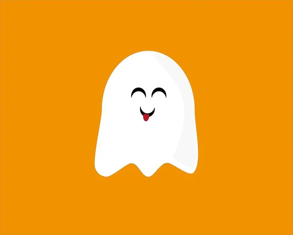 Una Ilustración Tonto Icono Fantasma Blanco Aislado Sobre Fondo Naranja — Foto de Stock