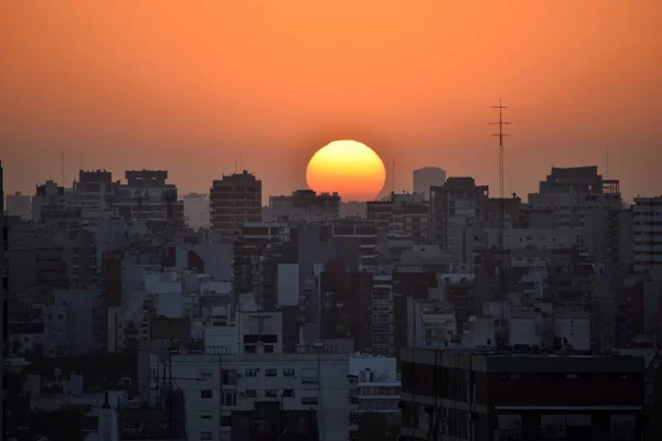 Una Hermosa Toma Atardecer Ciudad Buenos Aires Argentina — Foto de Stock