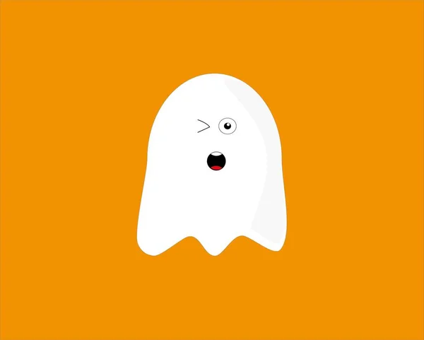 Icono Plano Fantasma Con Una Cara Divertida Aislada Sobre Fondo —  Fotos de Stock