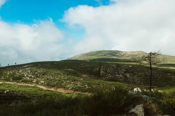 Uma Vista Hipnotizante Bela Paisagem Montanhosa Sob Céu Nublado — Fotografia de Stock