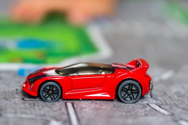 Poznan Polen Juli 2020 Mattel Hot Wheels Rotes Sportspielzeugauto Auf — Stockfoto