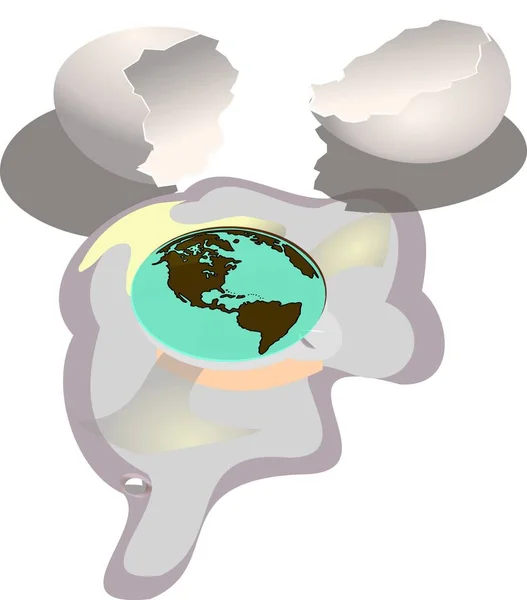 Una Ilustración Huevo Destrozado Con Planeta Tierra Sobre Fondo Aislado — Foto de Stock