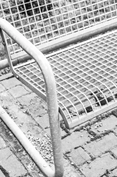 Вертикальний Сірий Знімок Металевої Лави Парку — стокове фото