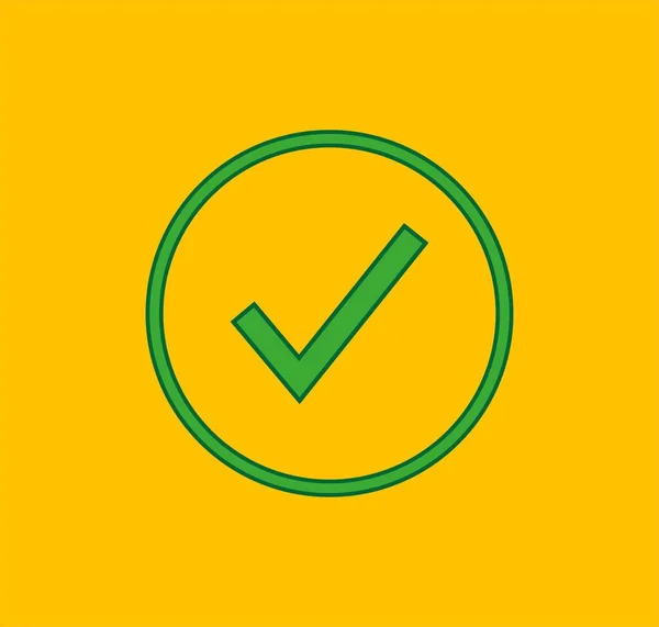 Illustration Green Checkmark Icon Isolated Yellow Background — Stock Photo, Image