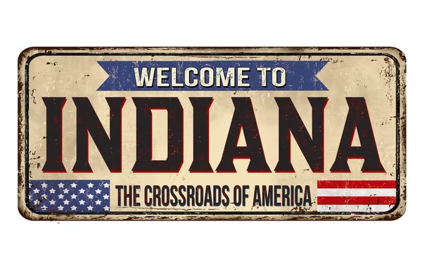 Ilustrace Barevného Welcome Indiana Označení Izolované Bílém Pozadí — Stock fotografie