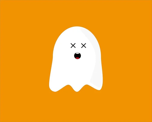 Een Illustratie Van Een Wit Spook Pictogram Geïsoleerd Een Oranje — Stockfoto