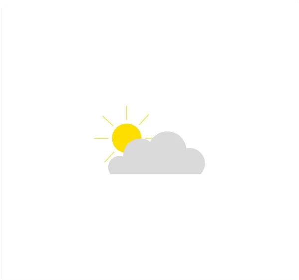 Illustration Moln Och Sol Väder Ikon Isolerad Vit Bakgrund — Stockfoto