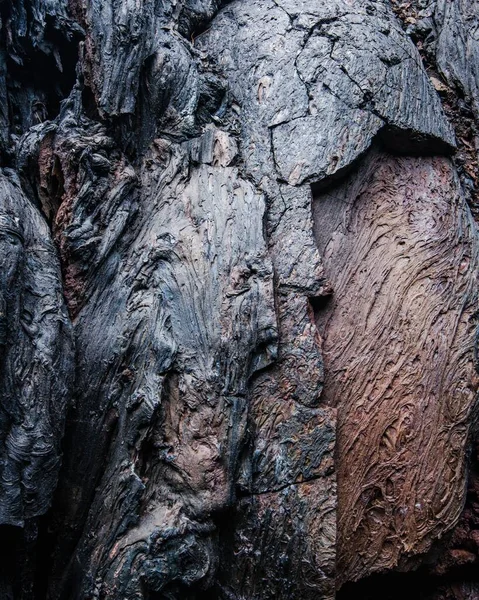 Een Verticaal Shot Van Gestolde Lava Textuur Kamchatka Rusland — Stockfoto