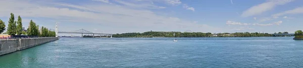 Calm Lake Gleaming Blue Cloudy Sky Montreal Canada — Stock Photo, Image