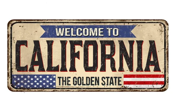 Welcome California という文字が孤立した背景で書かれた看板のイラスト — ストック写真
