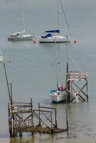 Blakeney Zjednoczone Królestwo Sierpnia 2016 Łodzie Zacumowane Morzu Norfolk — Zdjęcie stockowe