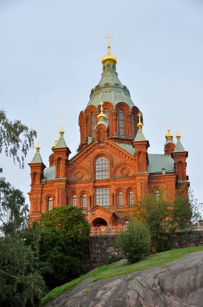 Budova Červených Cihel Uspenského Katedrály Helsinkách Finsko Skandinávie — Stock fotografie