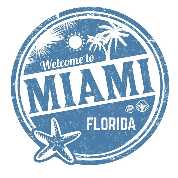 Illustration Eines Blauen Schildes Mit Dem Text Welcome Miami Florida — Stockfoto