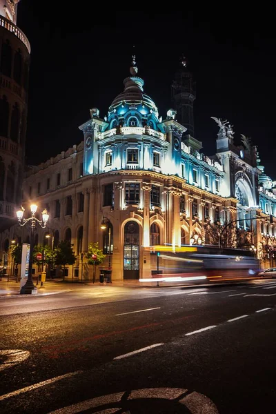 Valencia Spanyolország 2019 Március Éjszakai Helyszín Coronavirus Alapján — Stock Fotó