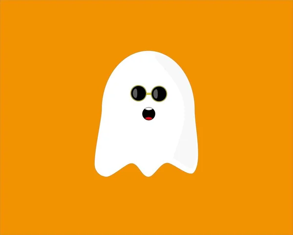 Una Ilustración Fantasma Blanco Con Una Cara Asustada Aislada Sobre — Foto de Stock