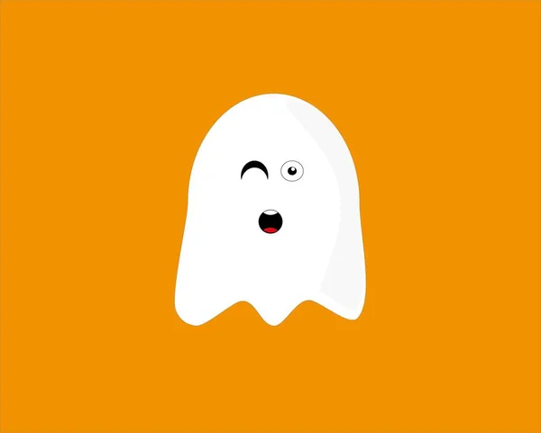Fantasma Ammiccante Divertente Sfondo Arancione — Foto Stock