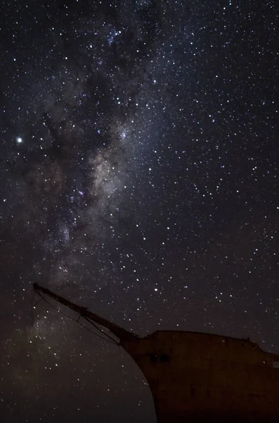 Plano Vertical Una Galaxia Vía Láctea Con Estrellas Polvo Espacial — Foto de Stock