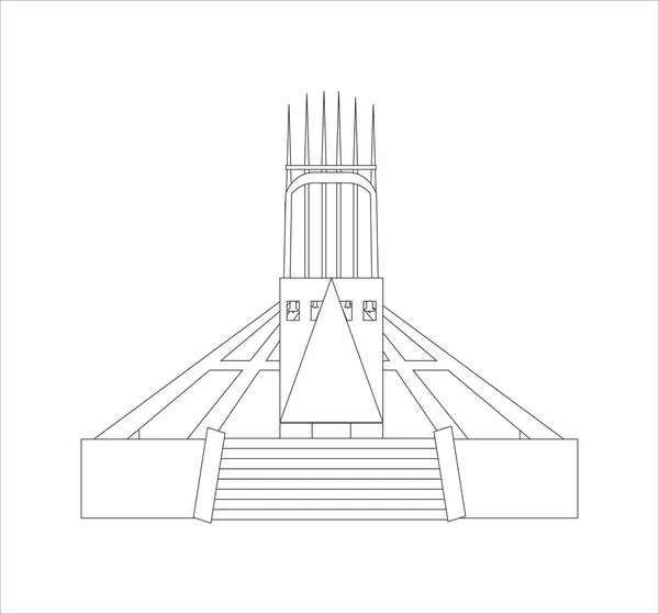 利物浦都市大教堂的黑白插图 — 图库照片
