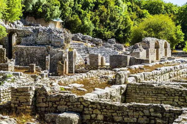 Bilden Visar Över Den Antika Grekiska Romerska Staden Butrint Som — Stockfoto