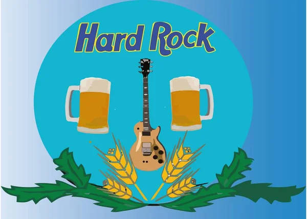 Uma Ilustração Adesivo Com Tema Cerveja Com Hard Rock Escrito — Fotografia de Stock