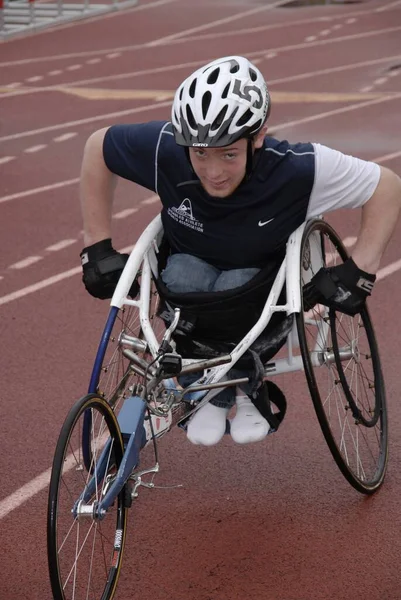 Fallon Stany Zjednoczone Maja 2008 Młody Niepełnosprawny Mężczyzna Startujący Wyścigu — Zdjęcie stockowe