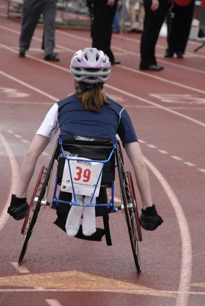 Fallon United States May 2008 Young Disabled Woman Competing Bicycle — Stock Photo, Image