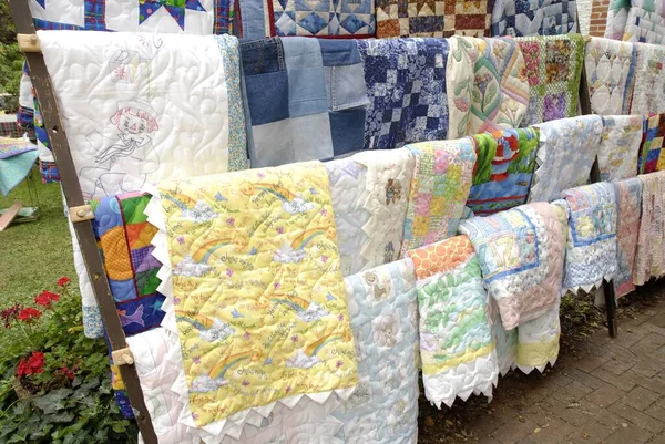 Charles United States Sep 2008 Display Hand Made Quilts Outdoor — Stock Photo, Image