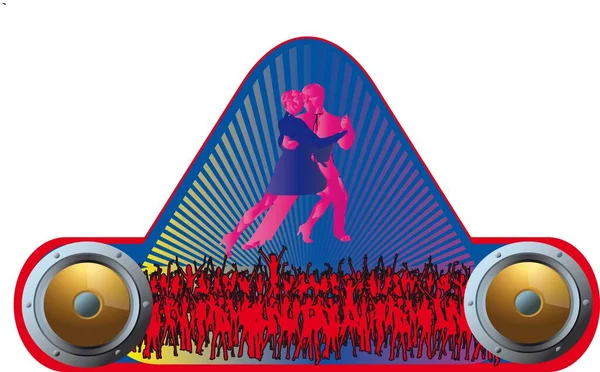 Een Illustratie Van Een Sticker Met Een Dansend Koppel Juichende — Stockfoto